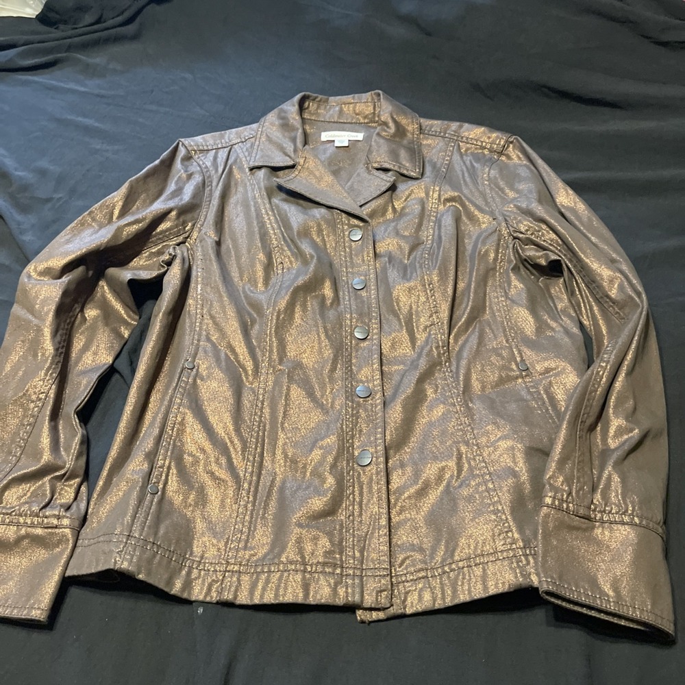 Coldwater Creek Women's Dress Jacket Size 16 Metalic Cooper Button Up